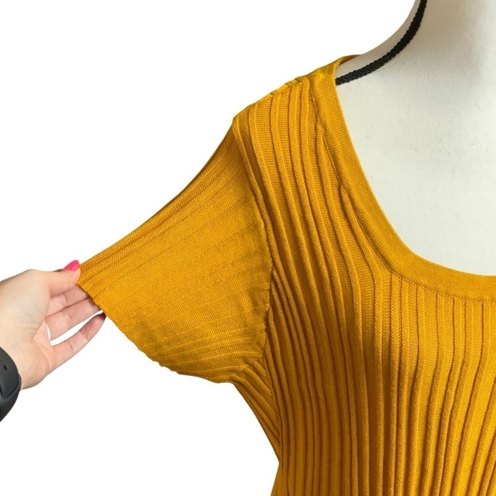 Torrid Ribbed Knit Dress Mustard Gold Mini Sweater Skater Scoop Neck Dress 3X - Picture 7 of 16